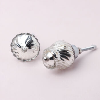 G Decor Surahi Silver Mercury Glass Swirl Door Knobs, 2 of 5