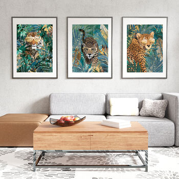 Three Prints Big Cats Jungle Tiger Cheetah Leopard Art, 8 of 10