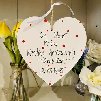 Personalised Ruby Wedding Anniversary Gift Heart, 2 of 5