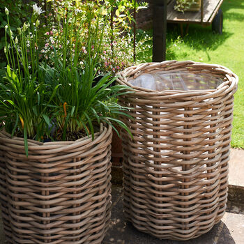 Woven Round Rattan Planter, 6 of 8