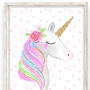 Unicorn Rainbow Girl's Bedroom Nursery Art Print Set, thumbnail 2 of 4