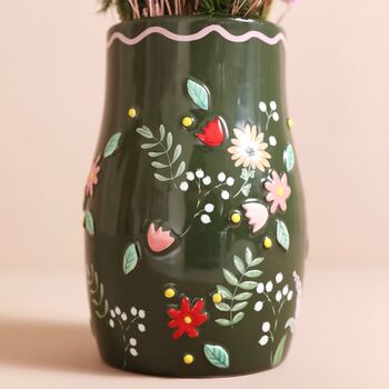 Forest Green Flower Vase, H16cm, 3 of 4