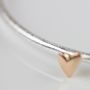 Devotion Silver Bangle With Rose Gold Plated Heart, thumbnail 4 of 7