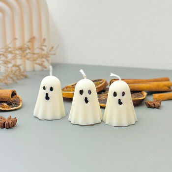 Set Of Three White Ghost Candles And Halloween Gifts, 4 of 7