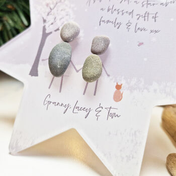 Personalised ‘Family Festive’ Christmas Pebble Star Hanging Decoration, 2 of 5