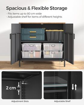 Metal Storage Cabinet With Double Doors And Shelf, 4 of 11