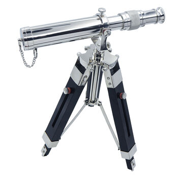 Personalised Chrome Telescope With Black Wooden Tripod, 10 of 11