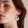 Cream And Green Circular Earrings, thumbnail 2 of 6