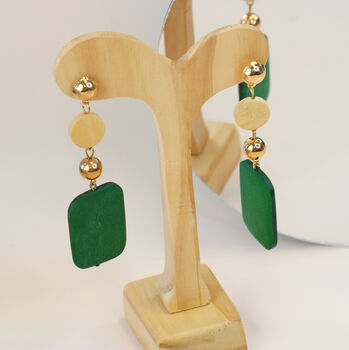 Gold Plated Composite Wood Earrings, 5 of 5