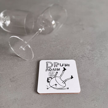 Drunk Again Coaster – David Shrigley Funny Art Design, 2 of 5