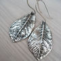 Large Leaf Silver Earrings, thumbnail 2 of 3