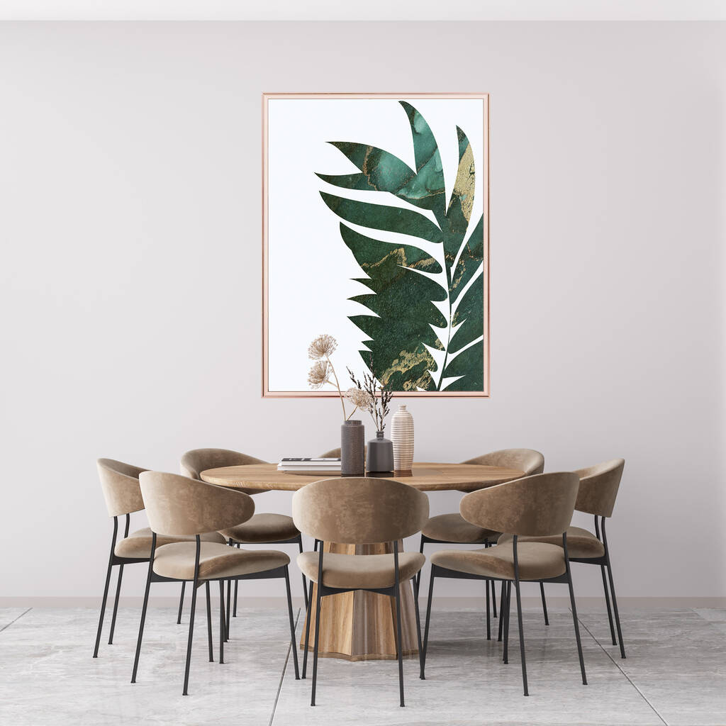 Metallic Green Tropical Gold Palm Leaf Wall Art Print, 1 of 6