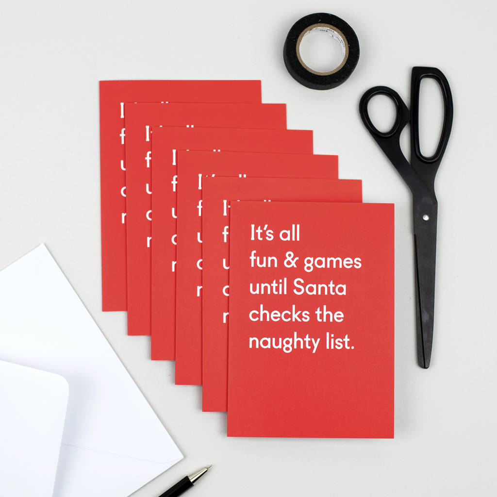 'it's all fun and games' six christmas card pack by twin pines creative ...