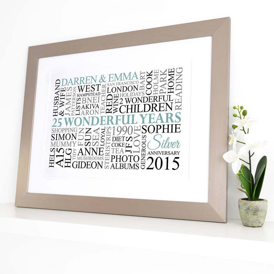 Personalised Silver Anniversary Word Art, 1 of 11
