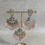 Pink Gold Plated Kundan Pearl Earrings And Tikka Set, thumbnail 2 of 4