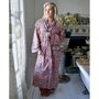 Block Printed Apricot, Navy And Persian Red Floral Cotton Dressing Gown, thumbnail 2 of 8