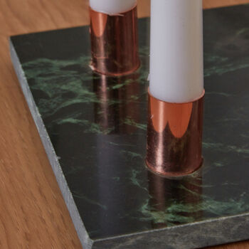 Contemporary Marble And Rose Gold Candle Holder, 4 of 5