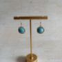 Aqua Blue Stone Square Dangle Earrings, thumbnail 3 of 4