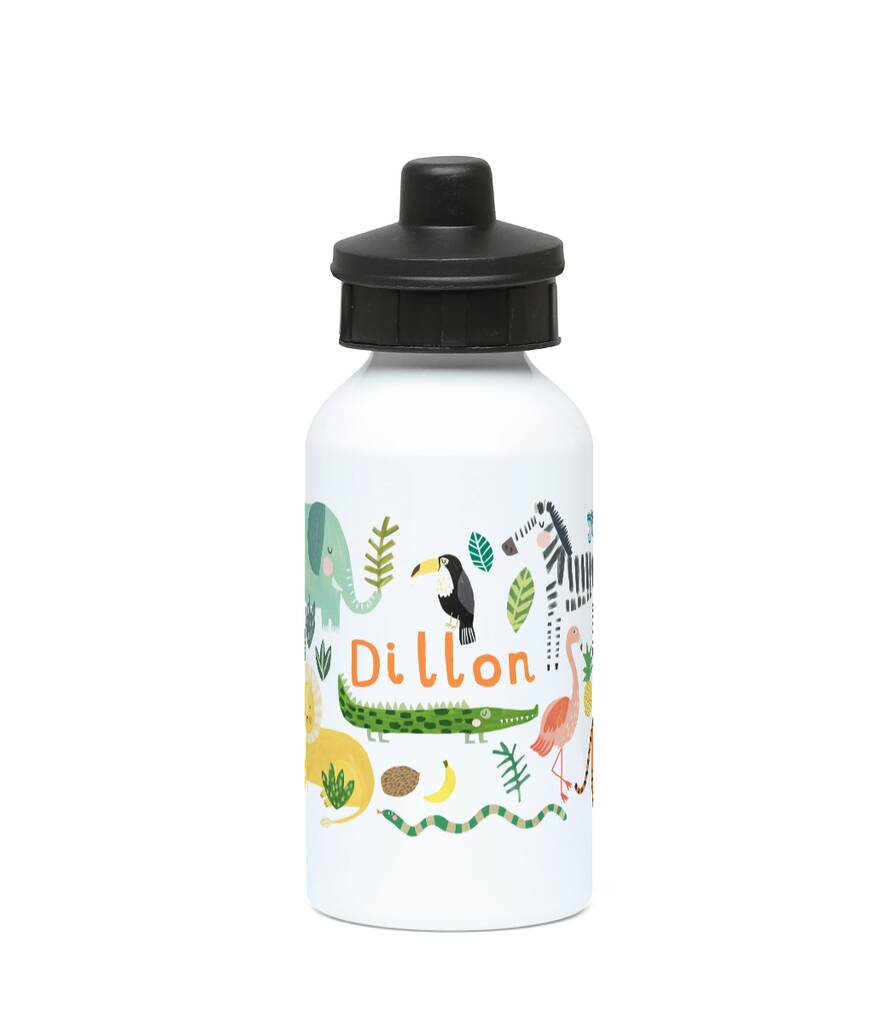 Personalised Kids Jungle Water Bottle, 1 of 4