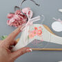 Personalised Clear Wedding Hanger Tag Peach And Pink, thumbnail 2 of 5