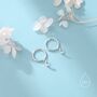 Sterling Silver Extra Skinny Moon Dangle Huggie Hoop Earrings, thumbnail 1 of 11