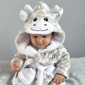 Personalised Soft Baby Giraffe Dressing Gown, 2 of 7
