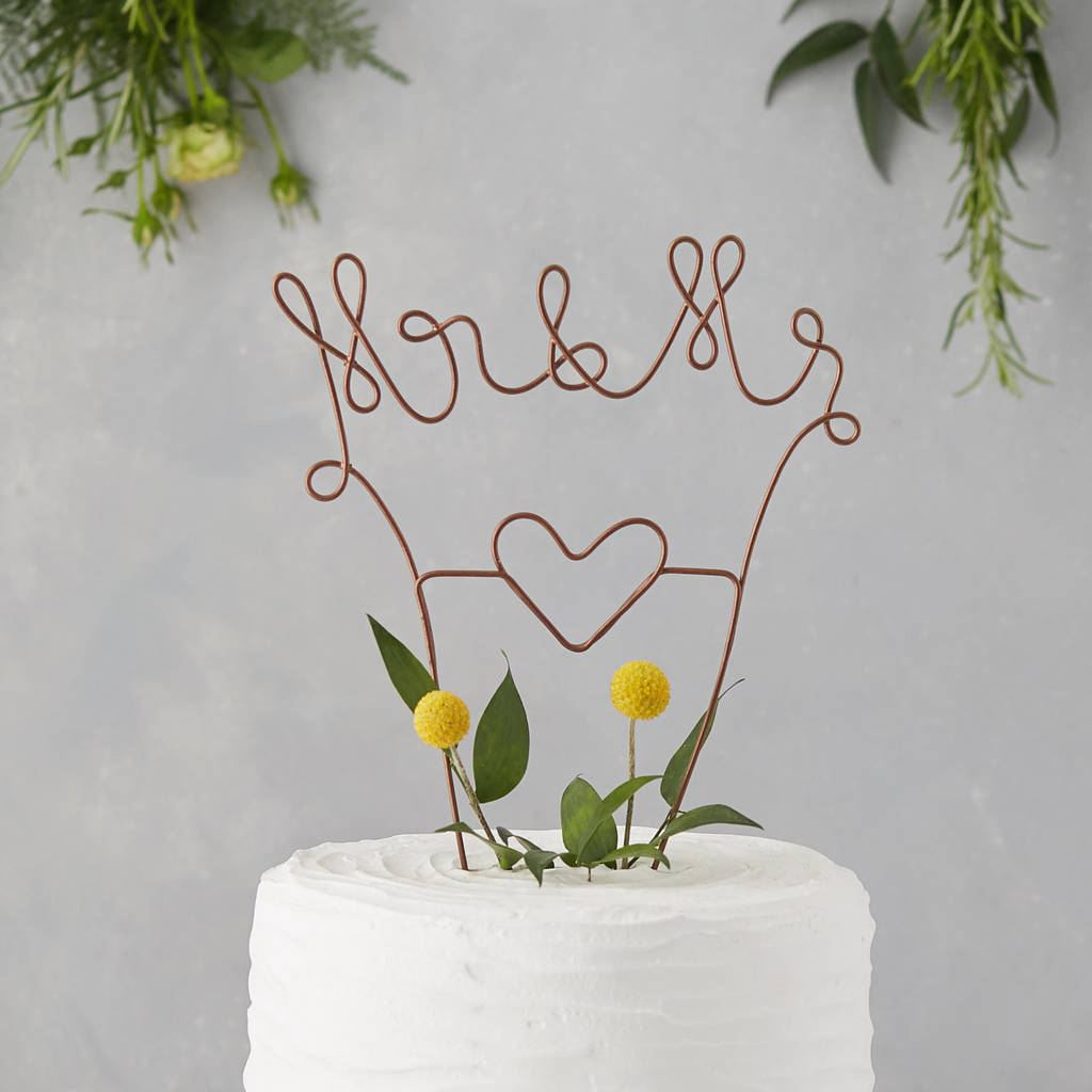 mr and mrs wire cake topper by the letter loft