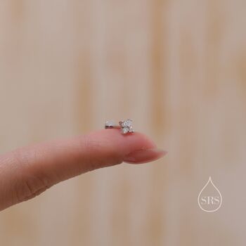 Hydrangea Cz Internally Threaded Flat Back Earrings In Sterling Silver, 5 of 11