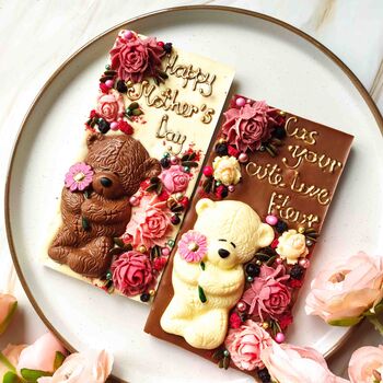 Chocolate Bear And Flowers, Personalised Figure, 6 of 9