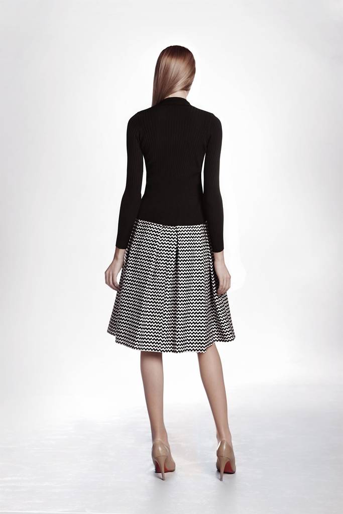 Vintage 70s chevron wool a-line midi skirt | Garmentory