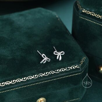 Sterling Silver Tiny Ribbon Bow Screw Back Earrings, 4 of 10