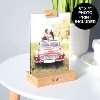 Personalised Photo Print With Engraved Wooden Holder, 2 of 12