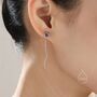 Sapphire Blue Star Bezel Cz Crystal Threader Earrings, thumbnail 1 of 9