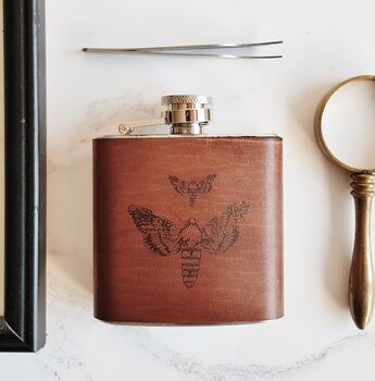 Moth Leather Flask, 2 of 3