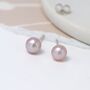 Sterling Silver Pink Freshwater Pearl Stud Earrings, thumbnail 4 of 10