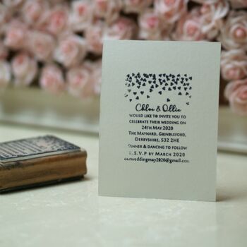 Personalised Wedding Invitations Hearts Rubber Stamp, 3 of 3