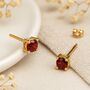 Solid 9ct Yellow Gold January Garnet Birthstone Stud Earrings, thumbnail 1 of 4