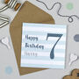 Candy Stripe 7th Birthday Card, thumbnail 4 of 7