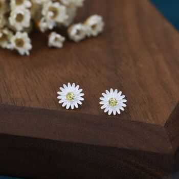 Delicate Daisy Flower Blossom Stud Earrings, 6 of 11