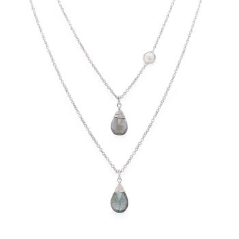 Multi Gemstone Double Chain Necklace, 3 of 11