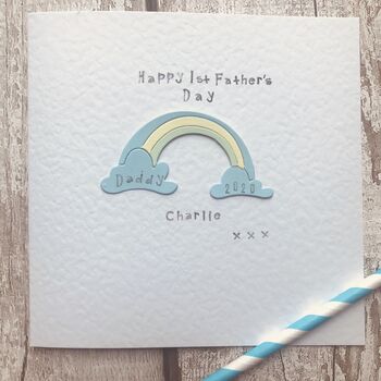 Personalised 1st Fathers Day Rainbow Card, 4 of 4