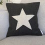 Dark Grey Handmade Wool Cushion With Star, thumbnail 1 of 4