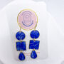 Royal Blue Statement Earrings, Clay And Resin, thumbnail 4 of 11