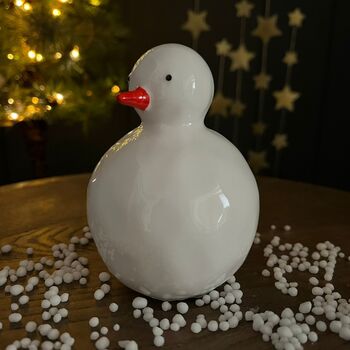 White Ceramic Snowman Ornament, 2 of 2