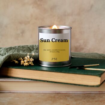 Sun Cream Scented Crackle Wick Candle Holiday Inspired Fragrance, 2 of 7