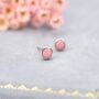 Sterling Silver Genuine Pink Opal Tiny Stud Earrings, thumbnail 2 of 12