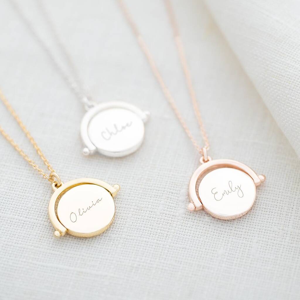 Round Spinner Personalised Name Necklace, 1 of 9