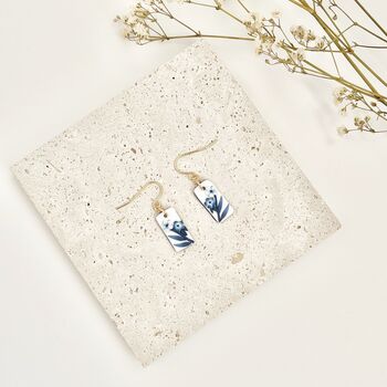 Delicate Blue Floral Handmade Clay Dangle Earrings, 3 of 6