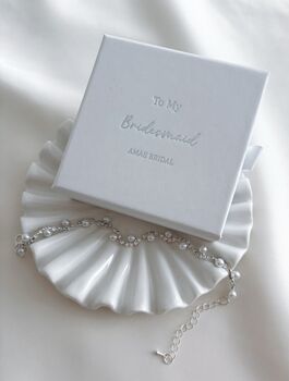 Bridesmaid Silver Pearl Diamanté Bracelet, 3 of 4