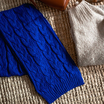 Royal Blue Chunky Knitted Scarf, 2 of 2